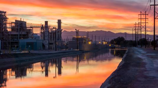 photo of power grid at dawn